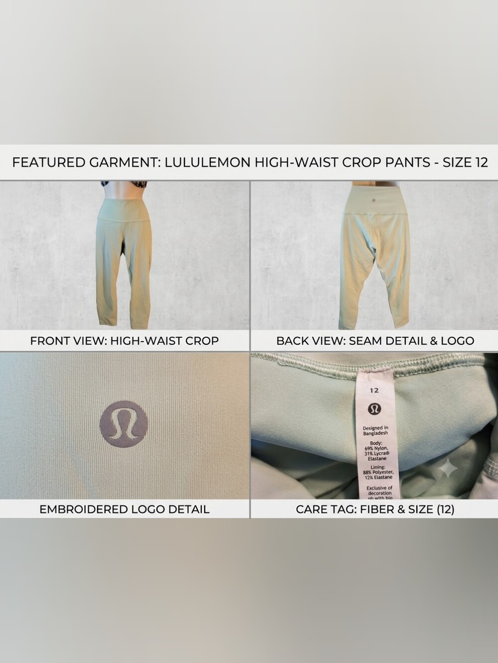 lululemon athletica High-Waist Crop Leggings in Light Sage